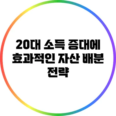 20대 소득 증대에 효과적인 자산 배분 전략