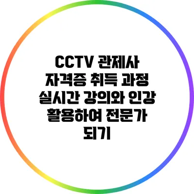 CCTV 관제사 자격증 취득 과정: 실시간 강의와 인강 활용하여 전문가 되기