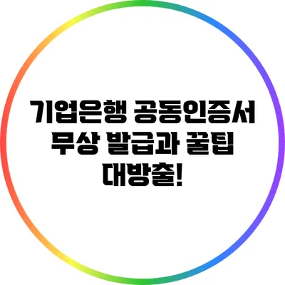 기업은행 공동인증서 무상 발급과 꿀팁 대방출!
