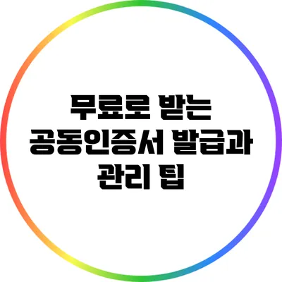 무료로 받는 공동인증서 발급과 관리 팁