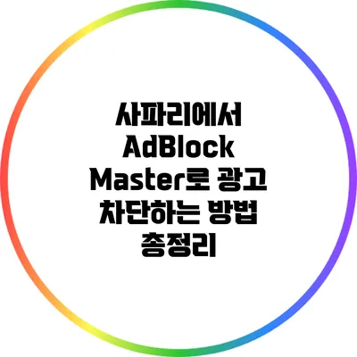 사파리에서 AdBlock Master로 광고 차단하는 방법 총정리