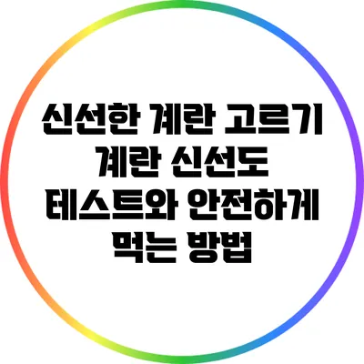 신선한 계란 고르기: 계란 신선도 테스트와 안전하게 먹는 방법