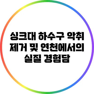 싱크대 하수구 악취 제거 및 연천에서의 실질 경험담