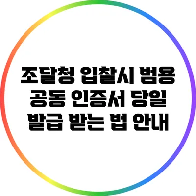 조달청 입찰시 범용 공동 인증서 당일 발급 받는 법 안내