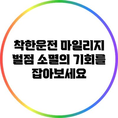 착한운전 마일리지: 벌점 소멸의 기회를 잡아보세요