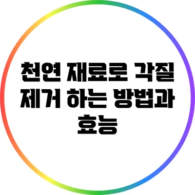 천연 재료로 각질 제거 하는 방법과 효능