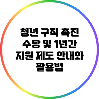 청년 구직 촉진 수당 및 1년간 지원 제도 안내와 활용법