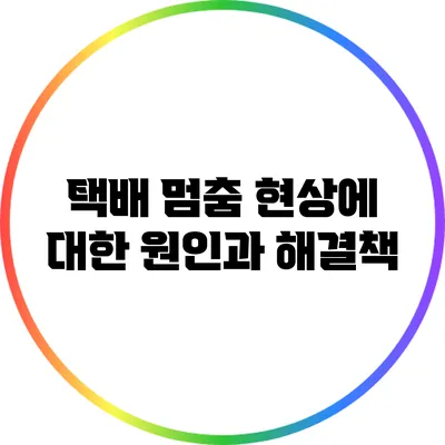 택배 멈춤 현상에 대한 원인과 해결책