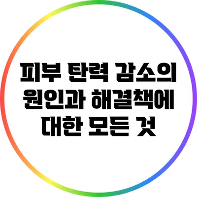 피부 탄력 감소의 원인과 해결책에 대한 모든 것
