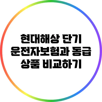 현대해상 단기 운전자보험과 동급 상품 비교하기