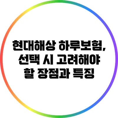 현대해상 하루보험, 선택 시 고려해야 할 장점과 특징