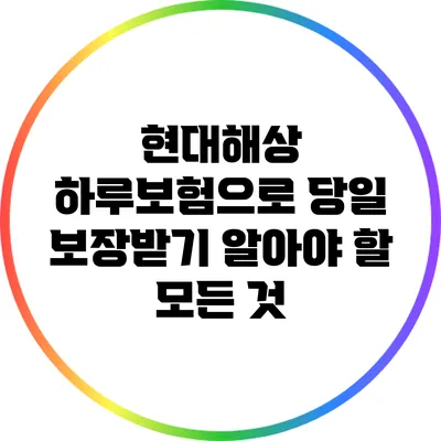 현대해상 하루보험으로 당일 보장받기: 알아야 할 모든 것