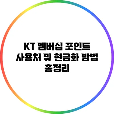 KT 멤버십 포인트 사용처 및 현금화 방법 총정리