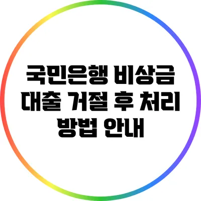 국민은행 비상금 대출 거절 후 처리 방법 안내