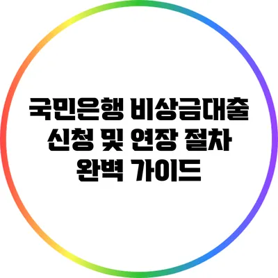 국민은행 비상금대출 신청 및 연장 절차 완벽 가이드