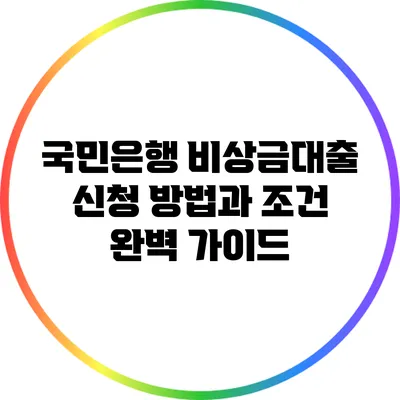 국민은행 비상금대출 신청 방법과 조건 완벽 가이드