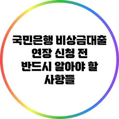 국민은행 비상금대출 연장 신청 전 반드시 알아야 할 사항들
