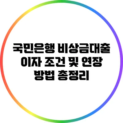 국민은행 비상금대출 이자 조건 및 연장 방법 총정리