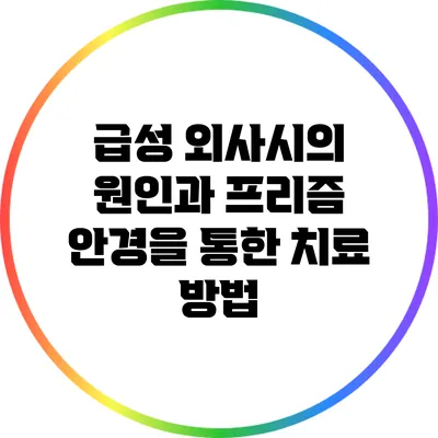 급성 외사시의 원인과 프리즘 안경을 통한 치료 방법