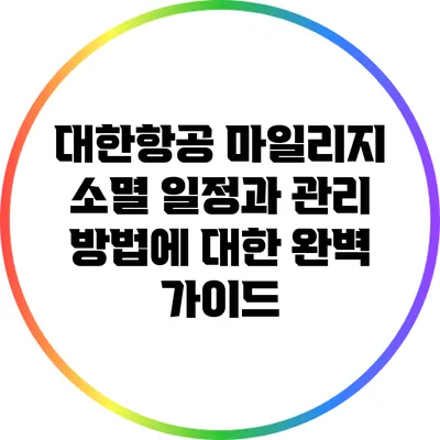 대한항공 마일리지 소멸 일정과 관리 방법에 대한 완벽 가이드