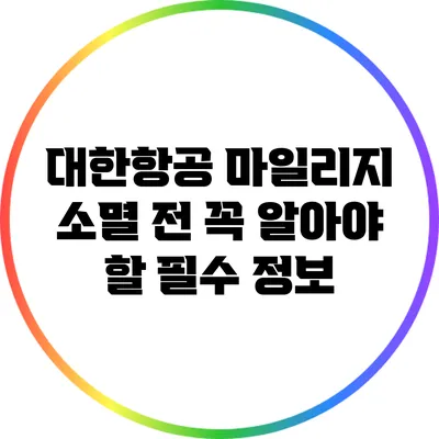 대한항공 마일리지 소멸 전 꼭 알아야 할 필수 정보