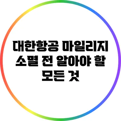 대한항공 마일리지 소멸 전 알아야 할 모든 것