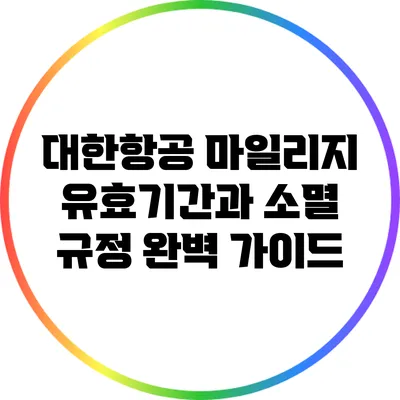 대한항공 마일리지 유효기간과 소멸 규정 완벽 가이드