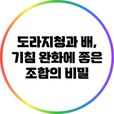 도라지청과 배, 기침 완화에 좋은 조합의 비밀