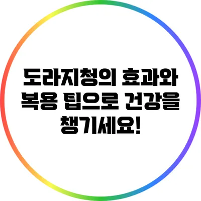 도라지청의 효과와 복용 팁으로 건강을 챙기세요!