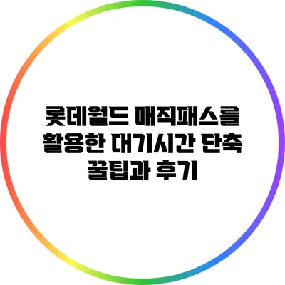 롯데월드 매직패스를 활용한 대기시간 단축 꿀팁과 후기
