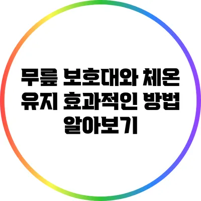무릎 보호대와 체온 유지: 효과적인 방법 알아보기