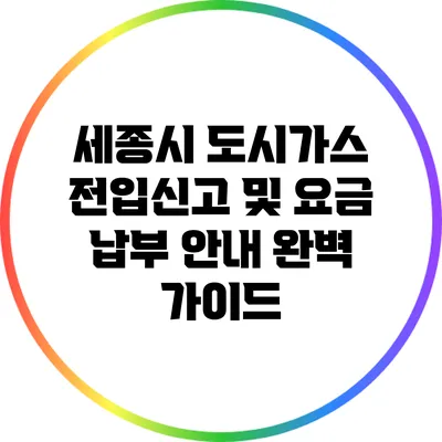 세종시 도시가스 전입신고 및 요금 납부 안내 완벽 가이드