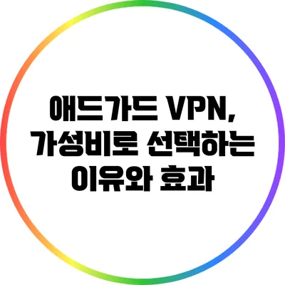 애드가드 VPN, 가성비로 선택하는 이유와 효과