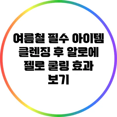 여름철 필수 아이템: 클렌징 후 알로에 젤로 쿨링 효과 보기
