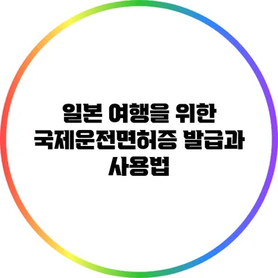 일본 여행을 위한 국제운전면허증 발급과 사용법