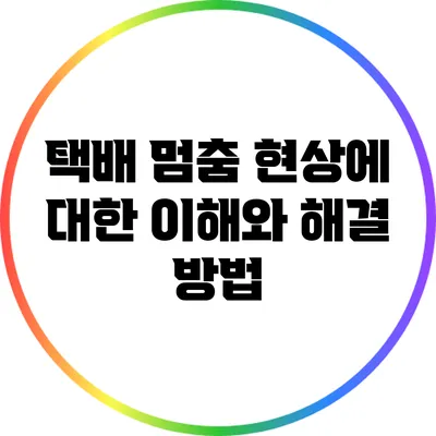 택배 멈춤 현상에 대한 이해와 해결 방법
