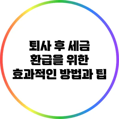 퇴사 후 세금 환급을 위한 효과적인 방법과 팁
