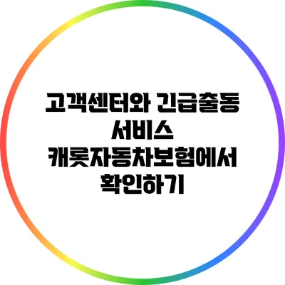 고객센터와 긴급출동 서비스: 캐롯자동차보험에서 확인하기