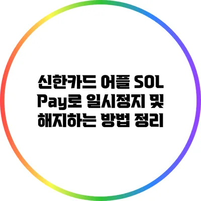 신한카드 어플 SOL Pay로 일시정지 및 해지하는 방법 정리