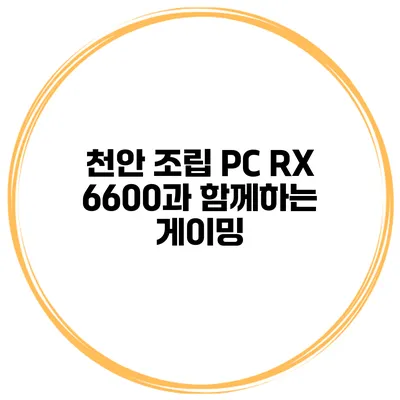 천안 조립 PC RX 6600과 함께하는 게이밍